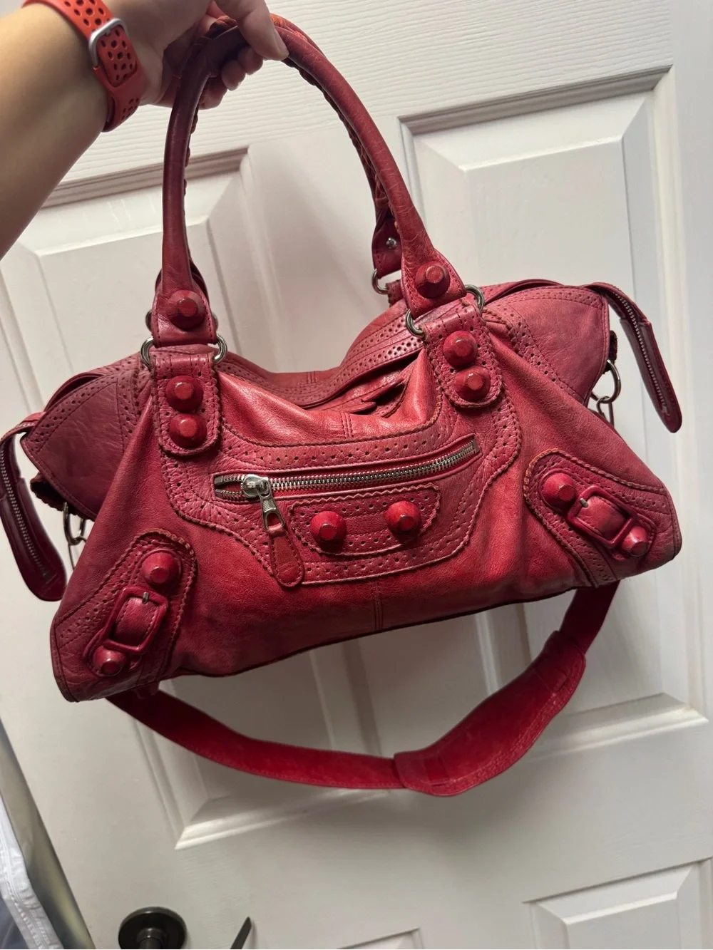 Balenciaga Giant Covered Brogues Part Time Red Leather Bag Vintage
